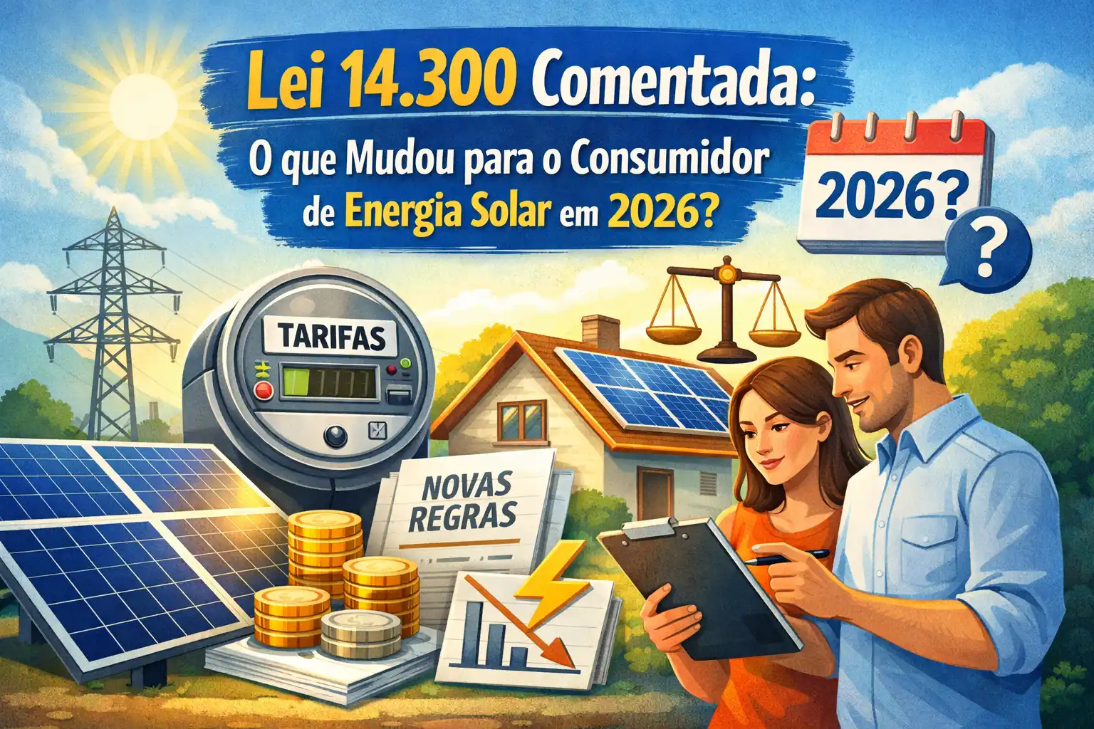 Imagem representa a Lei 14.300 e a "Taxação do Sol": O que Você Precisa Saber e por que a energia solar por assinatura continua sendo o melhor
