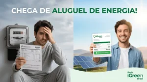 Como Economizar Energia Infográfico ilustrando os quatro passos simples da assinatura de energia solar iGreen Energy.