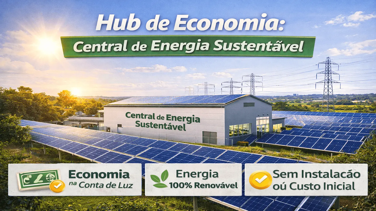 Imagem com uma grande Central de Energia Sustentavel tudo sobre Energia Sustentável